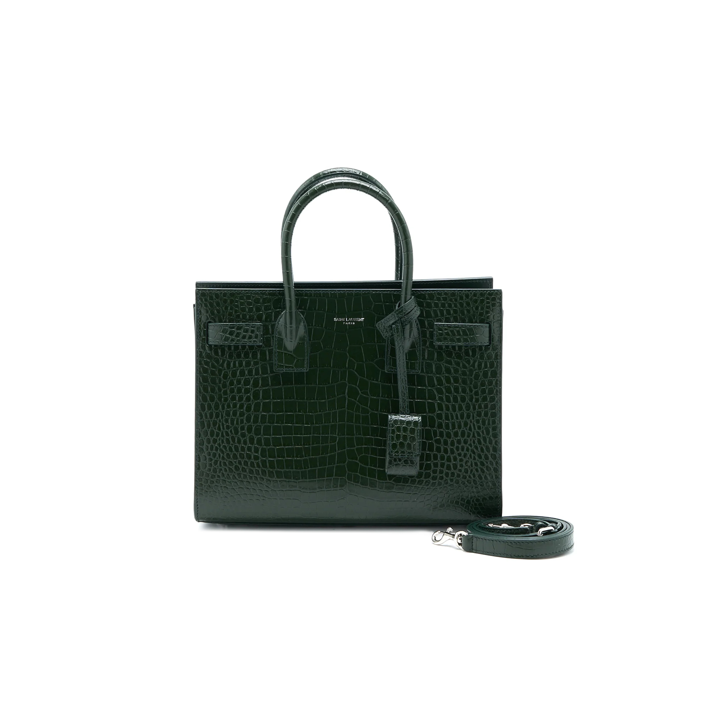 YSL SAC DE JOUR IN CROCODILE-EMBOSSED LEATHER-BABY 421863136 (26*20.5*12.5cm)